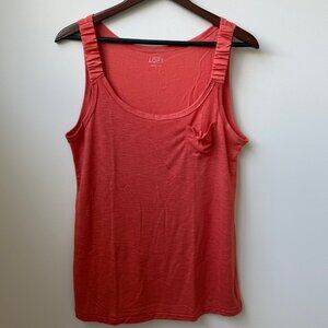 LOFT Orange Tank with Ruched Straps & Small Chest Pocket Size L